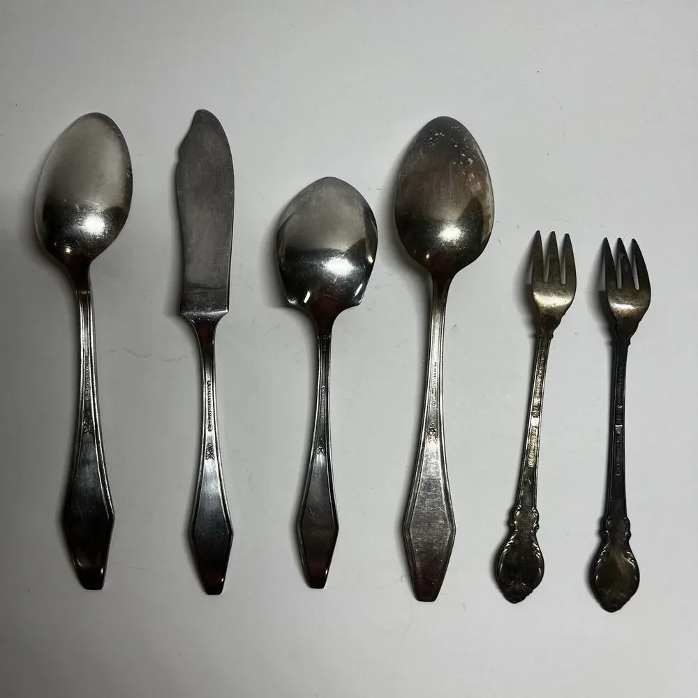 Vtg Holmes Edwards Silverplate Flatware Mixed Lot 6pc Spoons Knife Fork